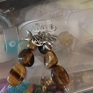 Tigers eye triple moon earrings